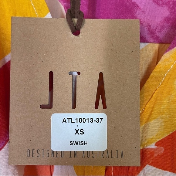 NWT ABEL THE LABEL Anthro Swish Multicolor Flutter Sleeve Maxi Dress XS Blogger - Picture 5 of 7